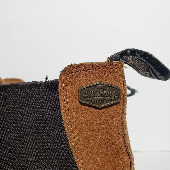 Superdry Tan Suede Chelsea Boots Size 10 Pull On Stretch Mens - Picture 3 of 16